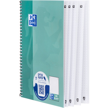 OXFORD Collegebloc Essentials A5+ 400132392 vertbleu, quadr. 5mm 80 feui.