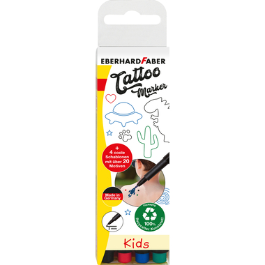 EBERHARD FABER Tattoo Pens 559504 Kids, 4 colori
