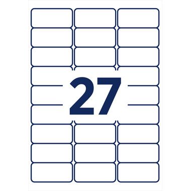AVERY ZWECKFORM Etiquettes badges 63.5x29.6mm L4784-20 Laser, blanc 20flls./27pcs.