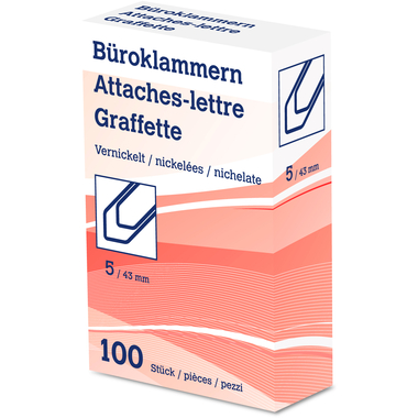 NEUTRAL Büroklammern Nr. 5 6208 43mm vernickelt 100 Stk.
