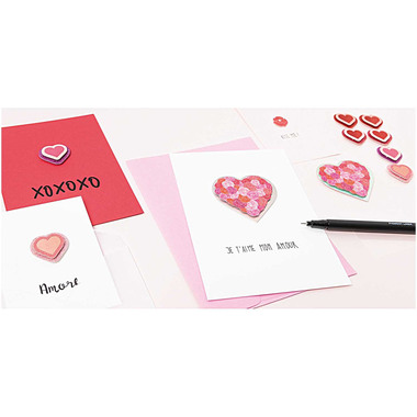 RICO DESIGN 3D-Sticker Herzen, Rosen 08792.72.56 rot 2 Stück
