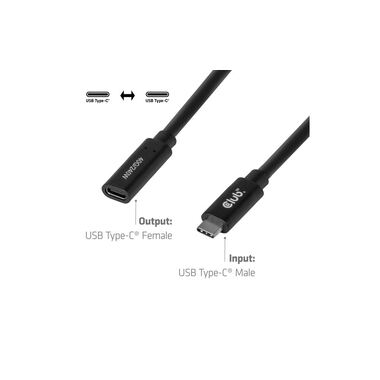 Cavo di prolunga Club 3D CAC-2502 USB-C, 1m, Nero