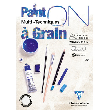 CLAIREFONTAINE Paint'On gekörnt A5 975048C Weiß 20 Blatt