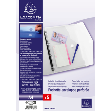 EXACOMPTA Porte-documents A4 57381E PP, perforé, 200my