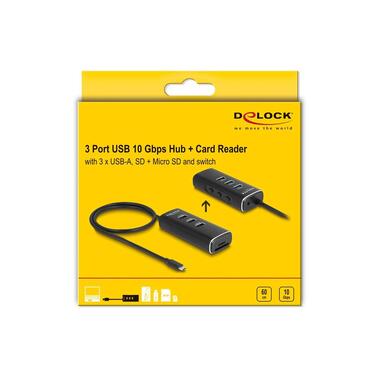 Delock USB-Hub 3x USB A/1x USB C 10Gbps und 1x mircoSD/SD