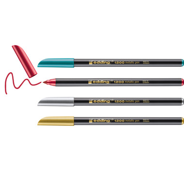 EDDING Stilos fibre 1200 Met. 1-3mm 1200METBLI-G 4 pcs. ass. étui