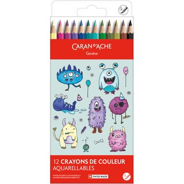 CARAN D'ACHE Farbstifte Swisscolor 1285.801 Kawaii Funny Monsters 12 Stk.
