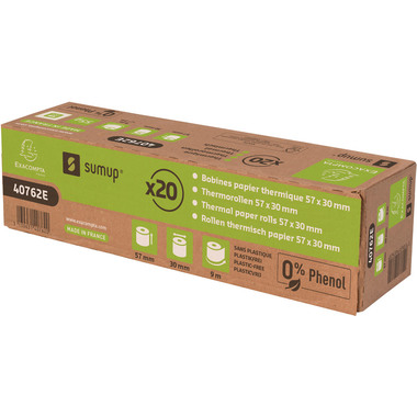 EXACOMPTA Rouleau thermo papier 20 pcs. 40762E 57x30mmx9m pour SumUp
