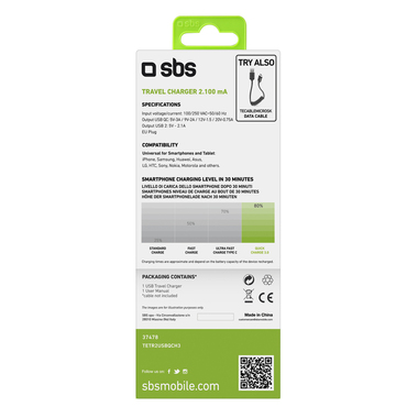 Chargeur mural rapide avec deux sorties USB