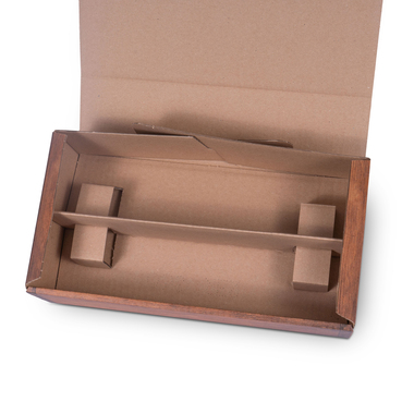 Gift packaging with wood pattern for 2x 0.75L bottles with bottle height 290-360mm & Ø90mm