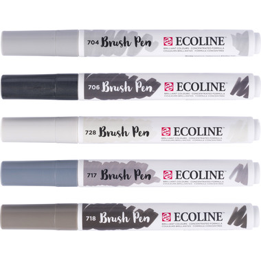 TALENS Ecoline Brush Pen Set 11509937 gris 5 pcs.