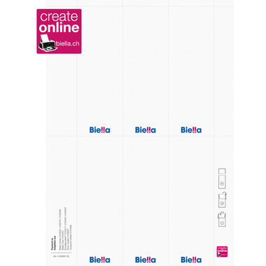 BIELLA Rückenschild Ordner 51x145mm 19099700U für 7cm Rücken 60 Stück