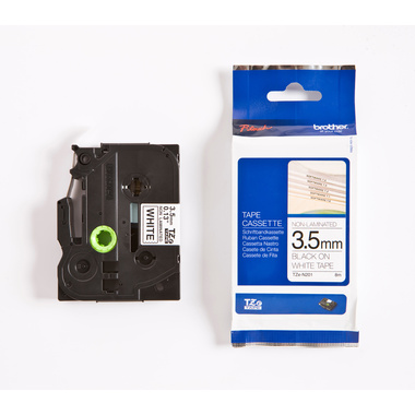 PTOUCH Nastro,non lam. nero/bianco TZe-N201 PT-1280 3.5 mm