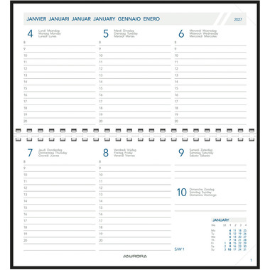 AURORA Agenda Seta Novopl. Pearl 2027 1714P 1W/2S ass. ML 9x16.5cm