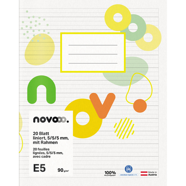 NOVOOO Quaderno E5 729762 5/5/5mm rigato con bordo 90g