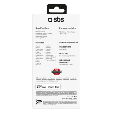 Cavo antigroviglio USB - Lightning in metallo