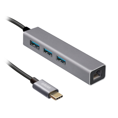 Multi-Port-HUB mit USB-C-Kabel und RJ45-Ethernet-Anschluss | Ekon