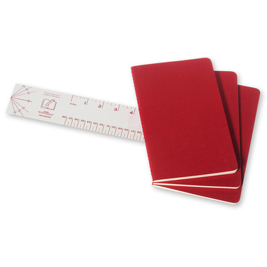 MOLESKINE Notizheft Cahier A5 101-4 liniert, rot 3 Stück