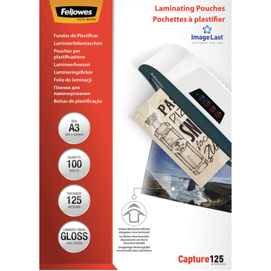 FELLOWES Laminiertasche A3 5307506 glanz, 125my 100 Stk