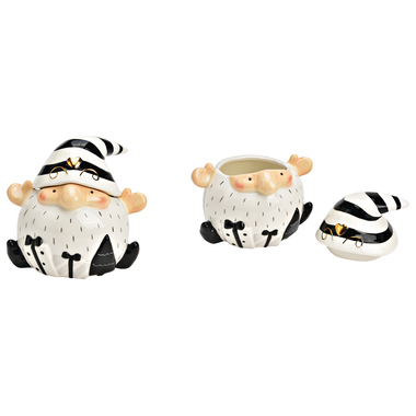 ROOST Dose Nikolaus Keramik 10033445 weiss, schwarz 17x16x14cm
