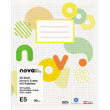 NOVOOO Quaderno E5 729763 5mm a quadretti con bordo 90g