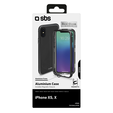 Cover aus Aluminium und Hartglas für iPhone XS / X