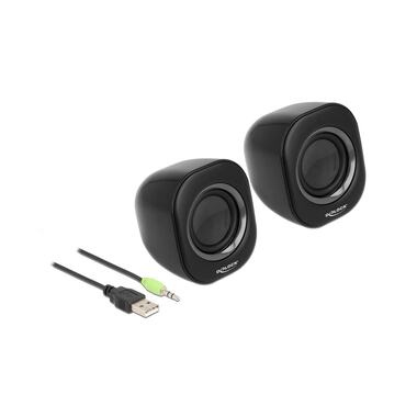 Delock PC-Lautsprecher Mini Stereo 3.5 mm Klinke, USB-Strom Schwarz