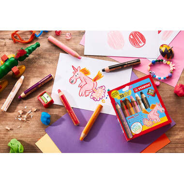 STABILO Crayon couleur Woody 3 in 1 01.04.8806 Unicorn 6 pièces