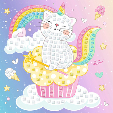 URSUS Mosaique carreés de mousse 8420018 Paillettes Kittycorn 25x25cm