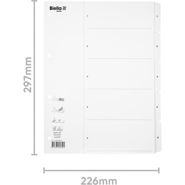 BIELLA Kartonregister SmartIndex A4 46940501U weiss 1-5