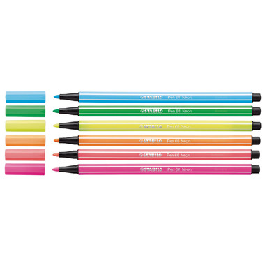 STABILO Fasermaler Pen 68 1mm 6806-1 6 Farben neon