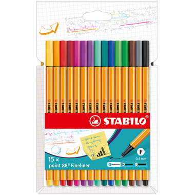 STABILO Fineliner Point 88 0.4mm 8815-4 Kartonetui 15 Stk.