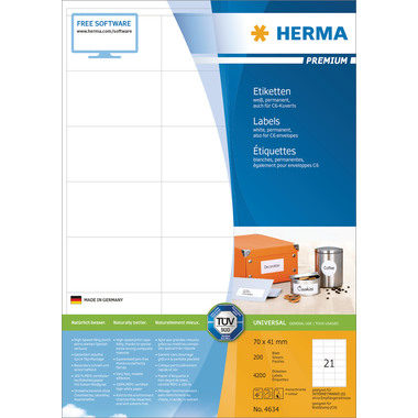 HERMA Etiketten Premium 70x41mm 4634 weiss 4200 Stück
