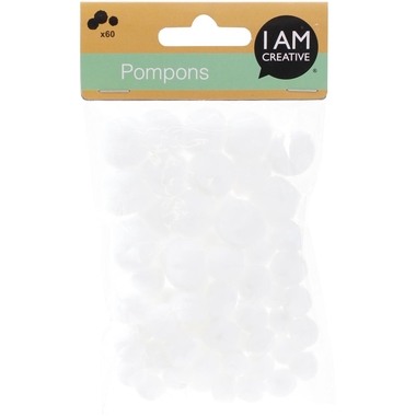 I AM CREATIVE Set di pompons 10-20mm 4111.1 bianco, 60 pezzi