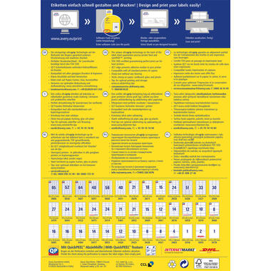 AVERY ZWECKFORM Etiquettes 70×33,8mm 3664 blanc 2400 pcs./100 flls.