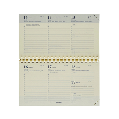 BREPOLS Agenda Omniplan 2026 0.738.9900 1S/2P recharge chamois 9x16cm