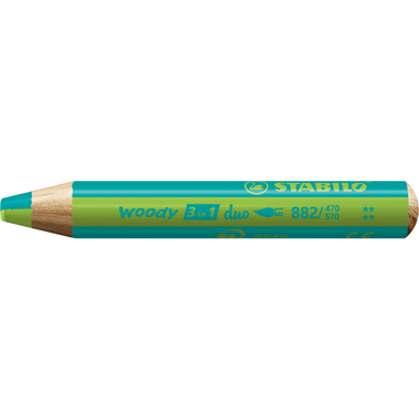 STABILO Crayon couleur Woody 3 in 1 882/470-570 Duo, turquoise/vert claire