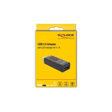 Delock Power Meter Adapter Volt Ampere USB-A Plug - USB-A Socket