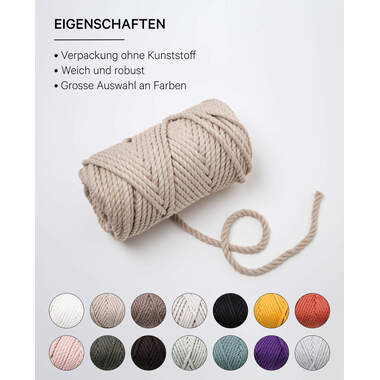 I AM CREATIVE Macrame Rope 6205.03 beige 5mm, 330g