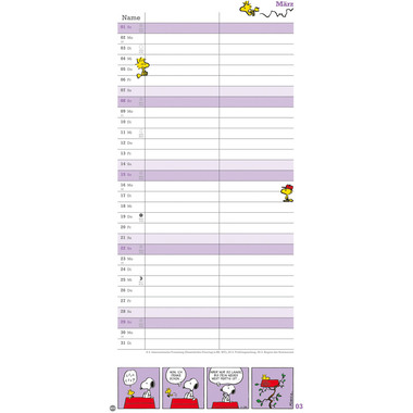 HEYE Pianificat. per 2 Peanuts 2026 21302+26 1M/1P TE 2 colonne 16x34.7cm