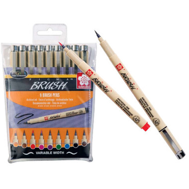 SAKURA Pigma Brush Pen POXSDKBR9 Set 9 colori