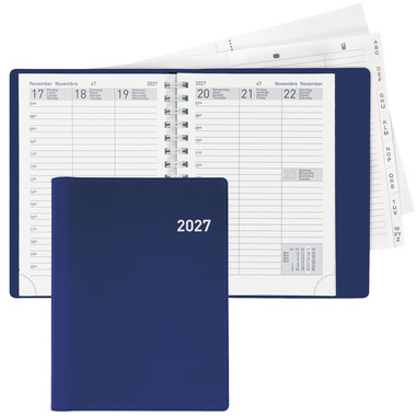 BIELLA Agenda Rex Wire-O 2027 825773050027U 1S/2P blu ML 10.1x14.2cm