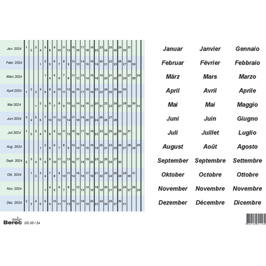 BEREC Datumsstreifenset 2025 DS05/25 selbstklebend 5-Tage-Woche