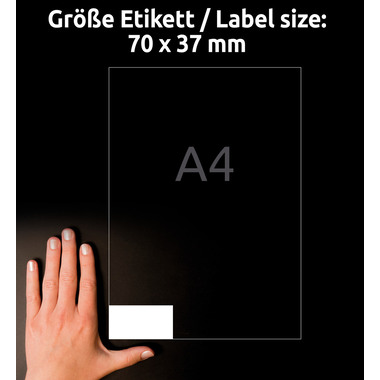 AVERY ZWECKFORM Etiketten Laser 70x37mm L4718REV2 weiss,wetterfest,ablösbar 20B.