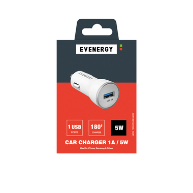 1000 mAh battery charger with 1A USB output, white color