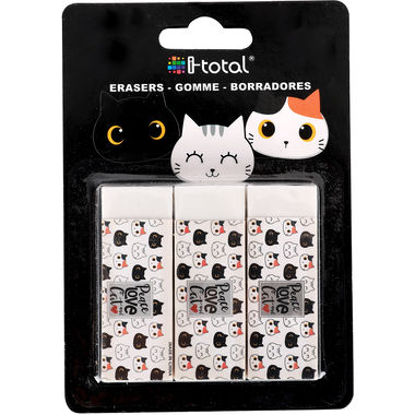 I-TOTAL Gomme Cat XL1895 3 pcs. 2.2x1.2x6.2cm
