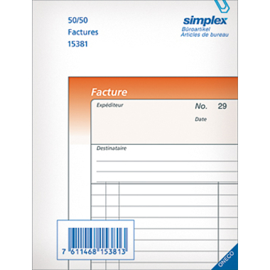 SIMPLEX Rechnungen F A6 15381F orange/weiss 50x2 Blatt
