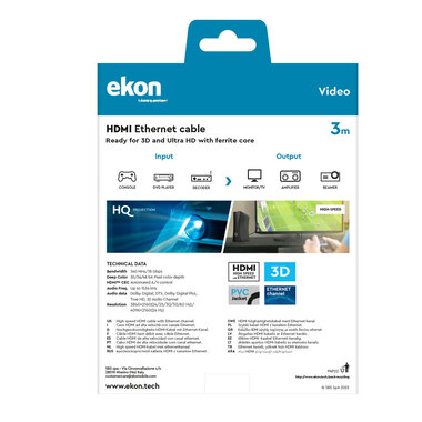Câble HDMI 2.0 plaqué or | Ekon