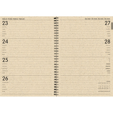 SIMPLEX Wochenagenda Graspapier 2026 40407.26 1W/2S Leaf ML 14.8x21cm