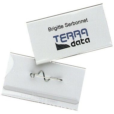 DURABLE Targhetta con spilla 800819 trasp., PVC, 40x75mm 100 pz.